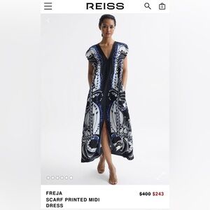 REISS Freja Scarf Print Dress Caftan Cover-up Sz 8